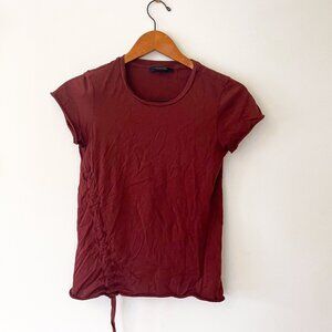All Saints Oxblood Adjustable T-Shirt, Size Small